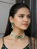 Antra Choker Necklace Set - Mint Green 
