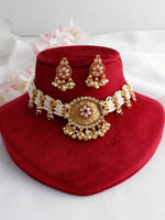 Arnika Choker Necklace Set - Hot Pink