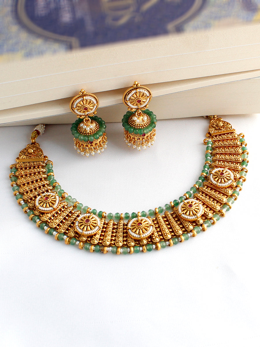 Paridhi Necklace Set-Mint Green