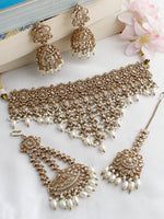 Shairy Choker Necklace Set-Pearl