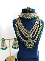 Prachi Layered Necklace Set-Green