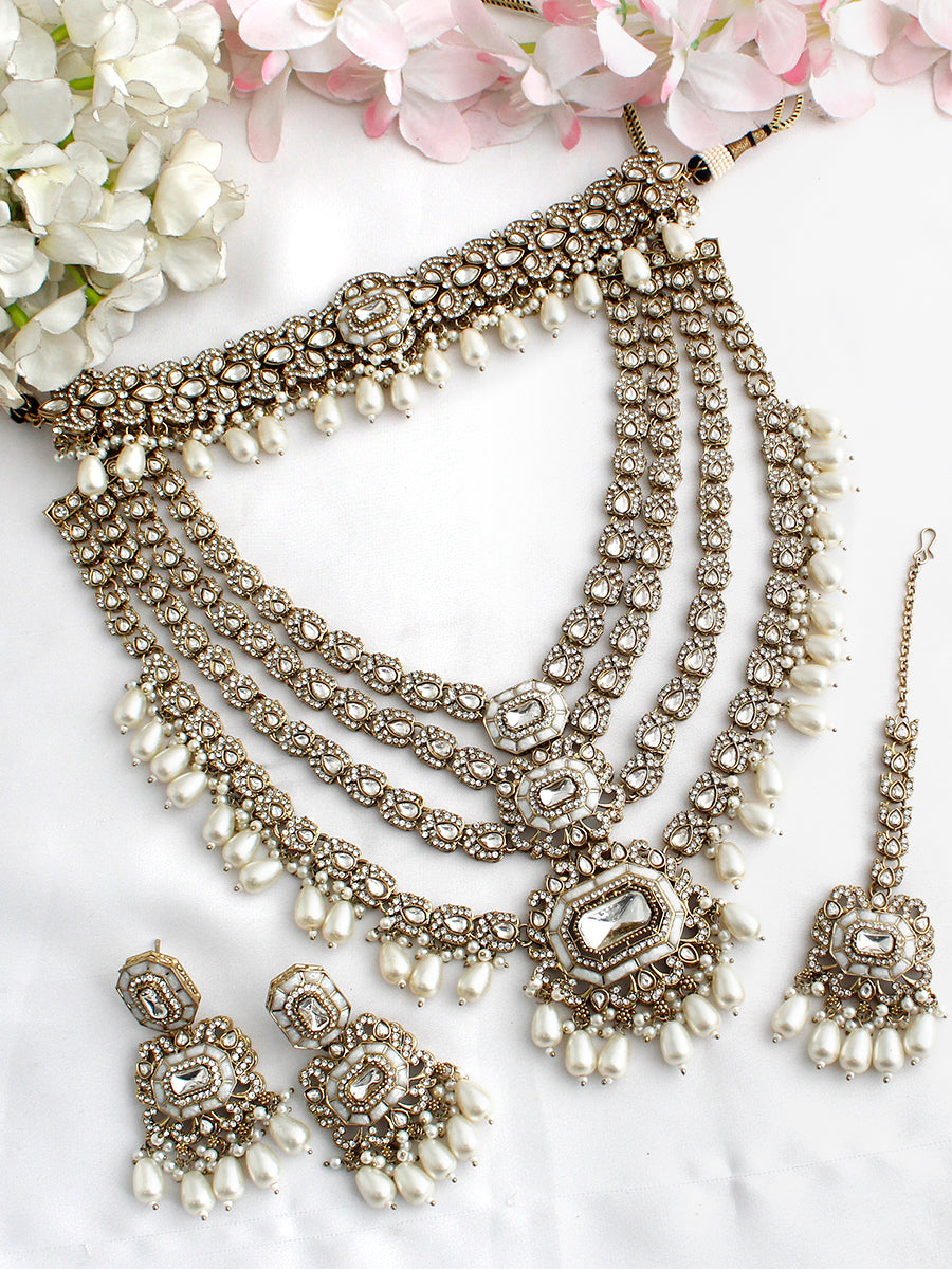 Prachi Layered Necklace Set-Gold
