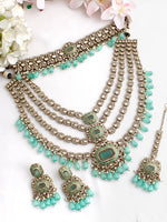 Prachi Layered Necklace Set-Mint Green