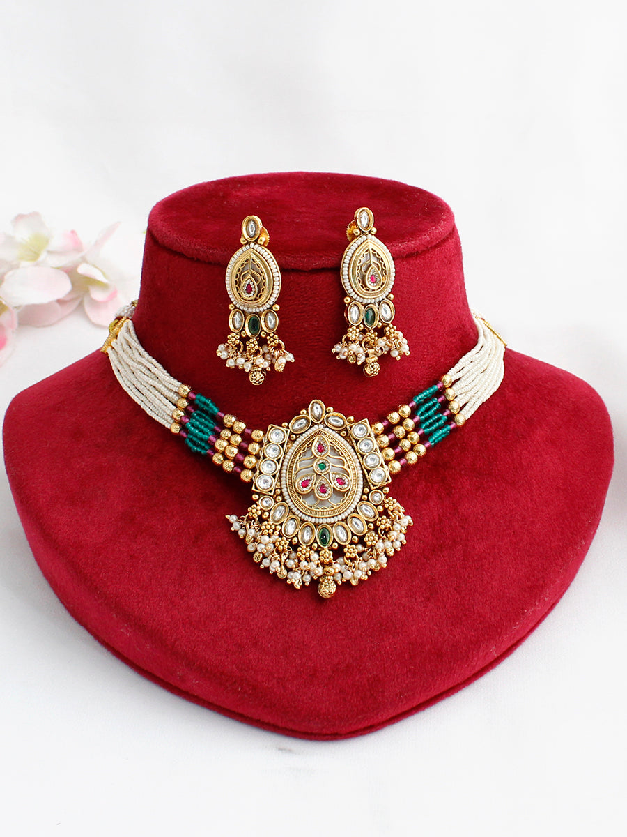 Falguni Choker Necklace Set-Multicolor