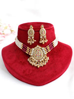 Falguni Choker Necklace Set-Hot Pink