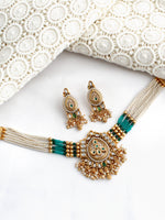 Falguni Choker Necklace Set-Green
