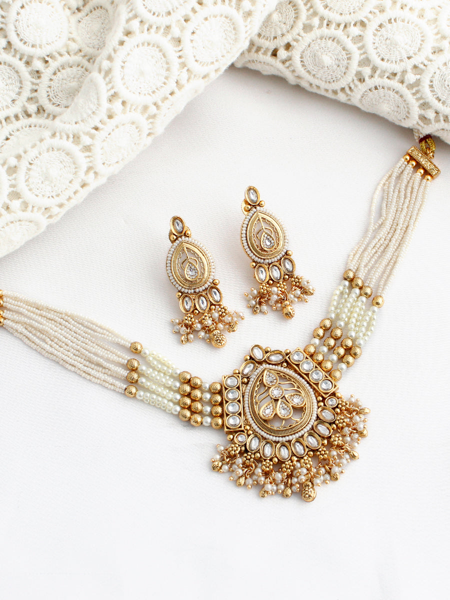 Falguni Choker Necklace Set-Gold