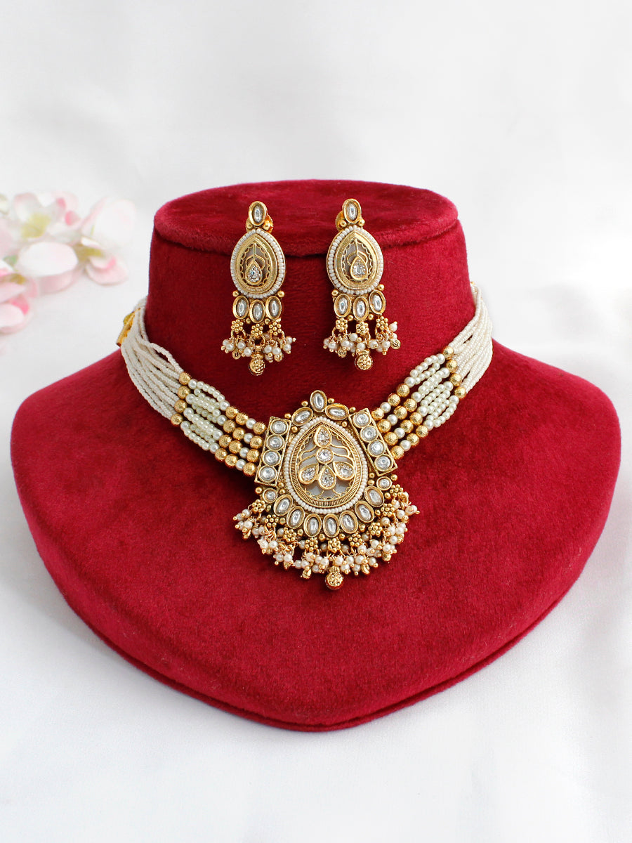 Falguni Choker Necklace Set-Gold