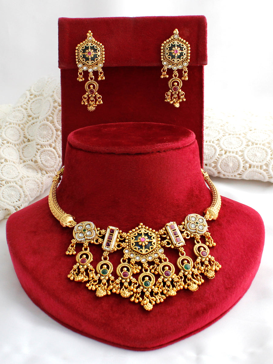 Neerja Hasli Necklace Set-Mint Green