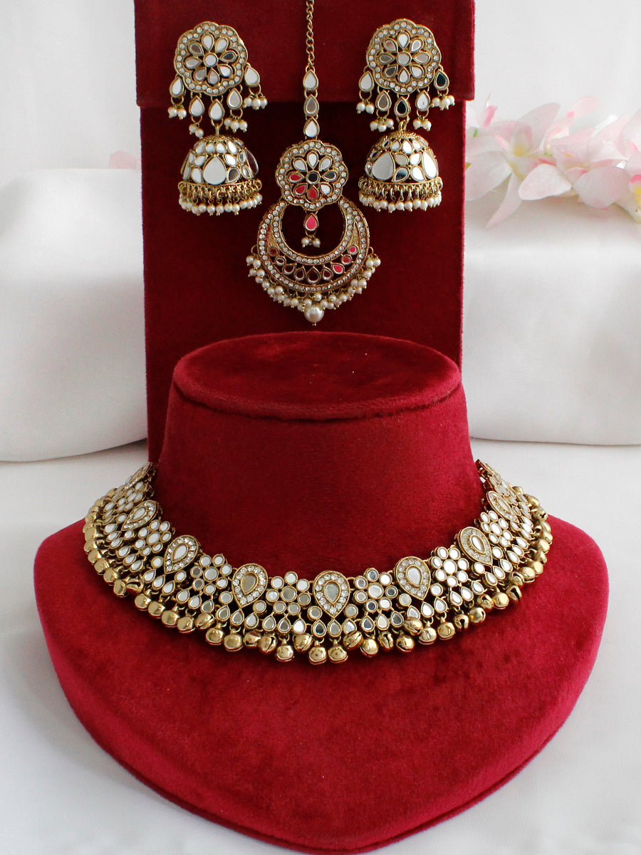 Savira Mirror Necklace Set-Gold