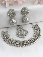 Savira Mirror Necklace Set-Silver