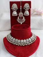 Savira Mirror Necklace Set-Silver