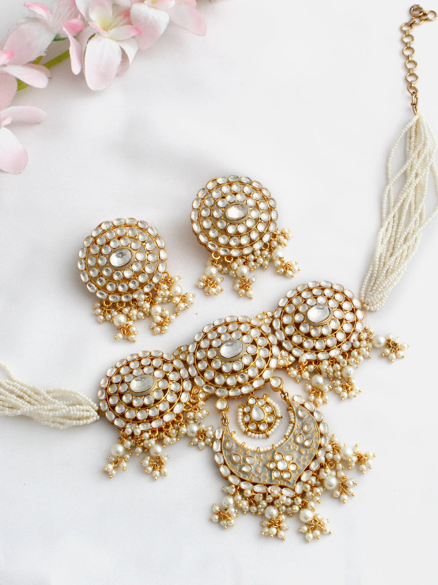 Udaipur Choker Necklace Set-Gold