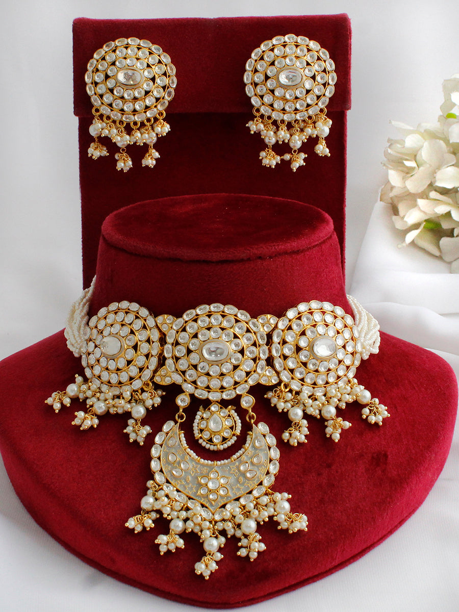 Udaipur Choker Necklace Set-Gold