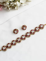 Twisha Choker Necklace Set-Hot Pink