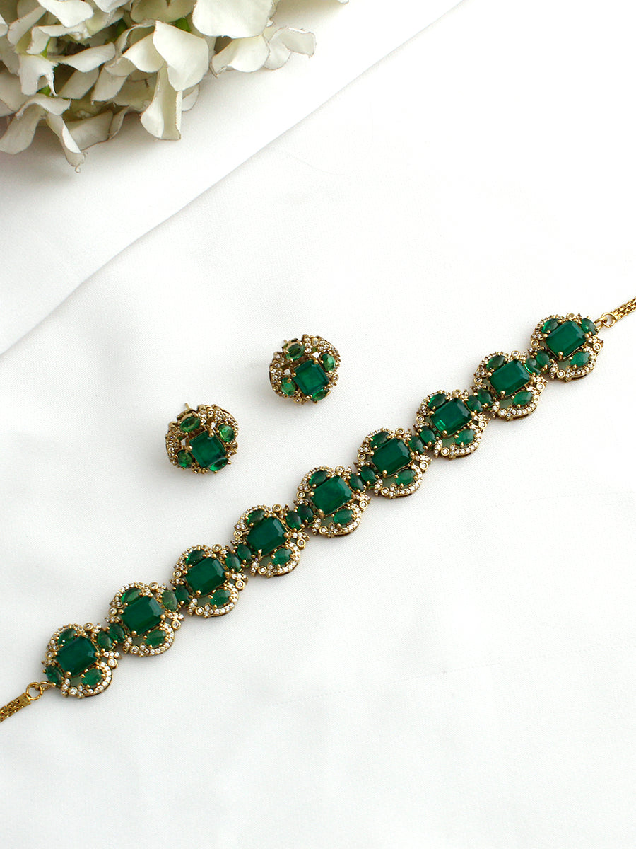 Twisha Choker Necklace Set-Green