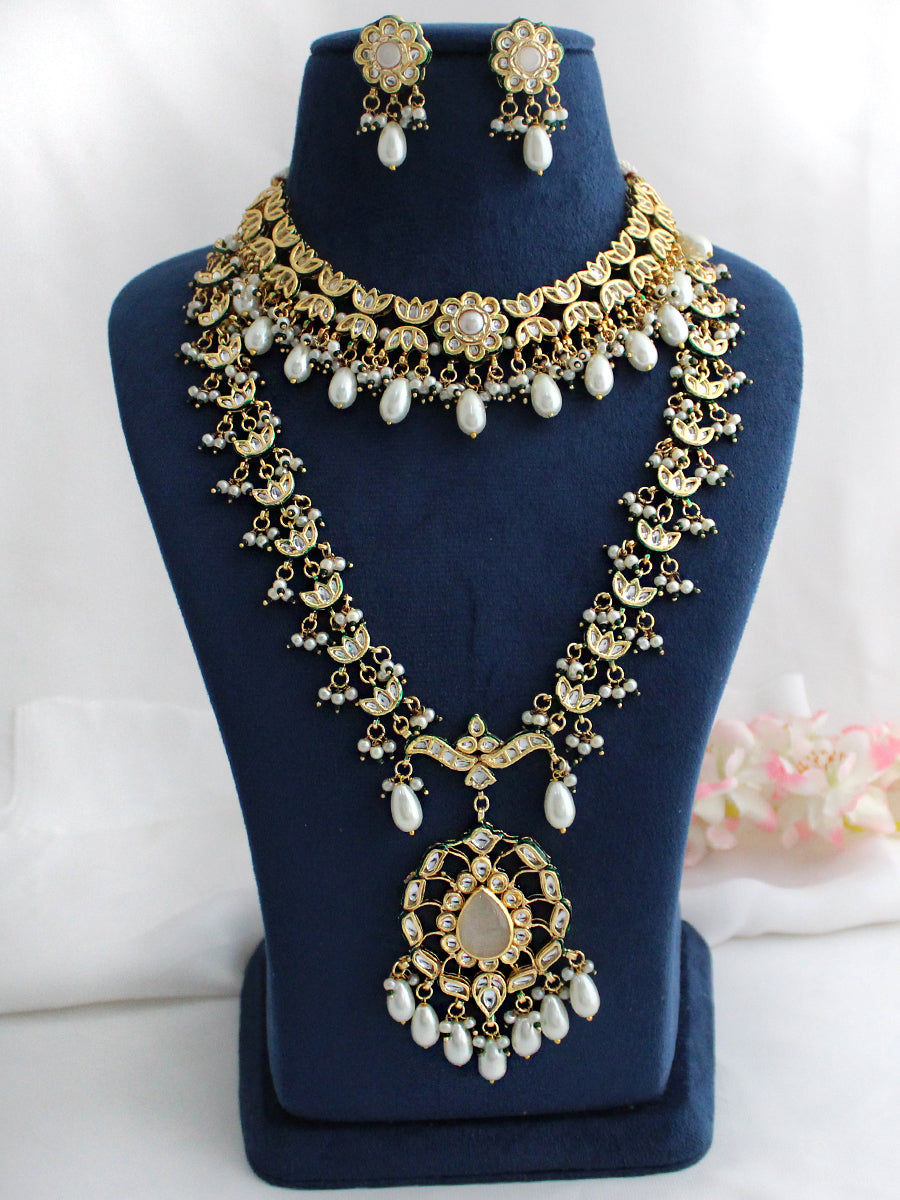 Meerakshi Layered Necklace Set-Ivory