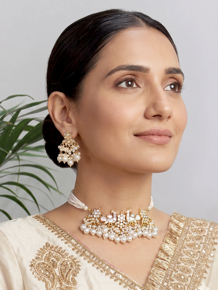 Ayanka Choker Necklace Set-Ivory