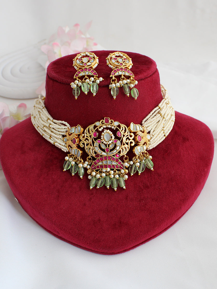 Mirika Choker Necklace Set-Multicolor