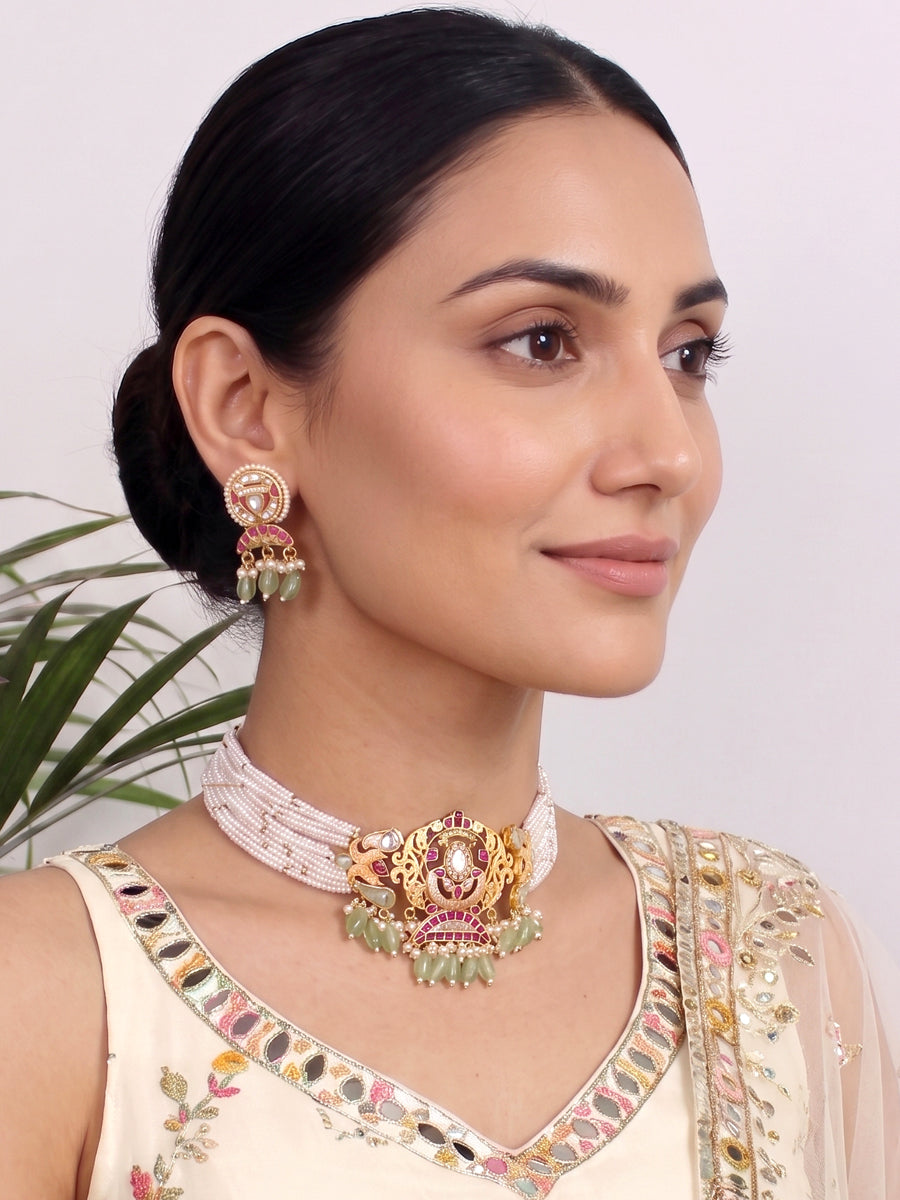 Mirika Choker Necklace Set-Multicolor