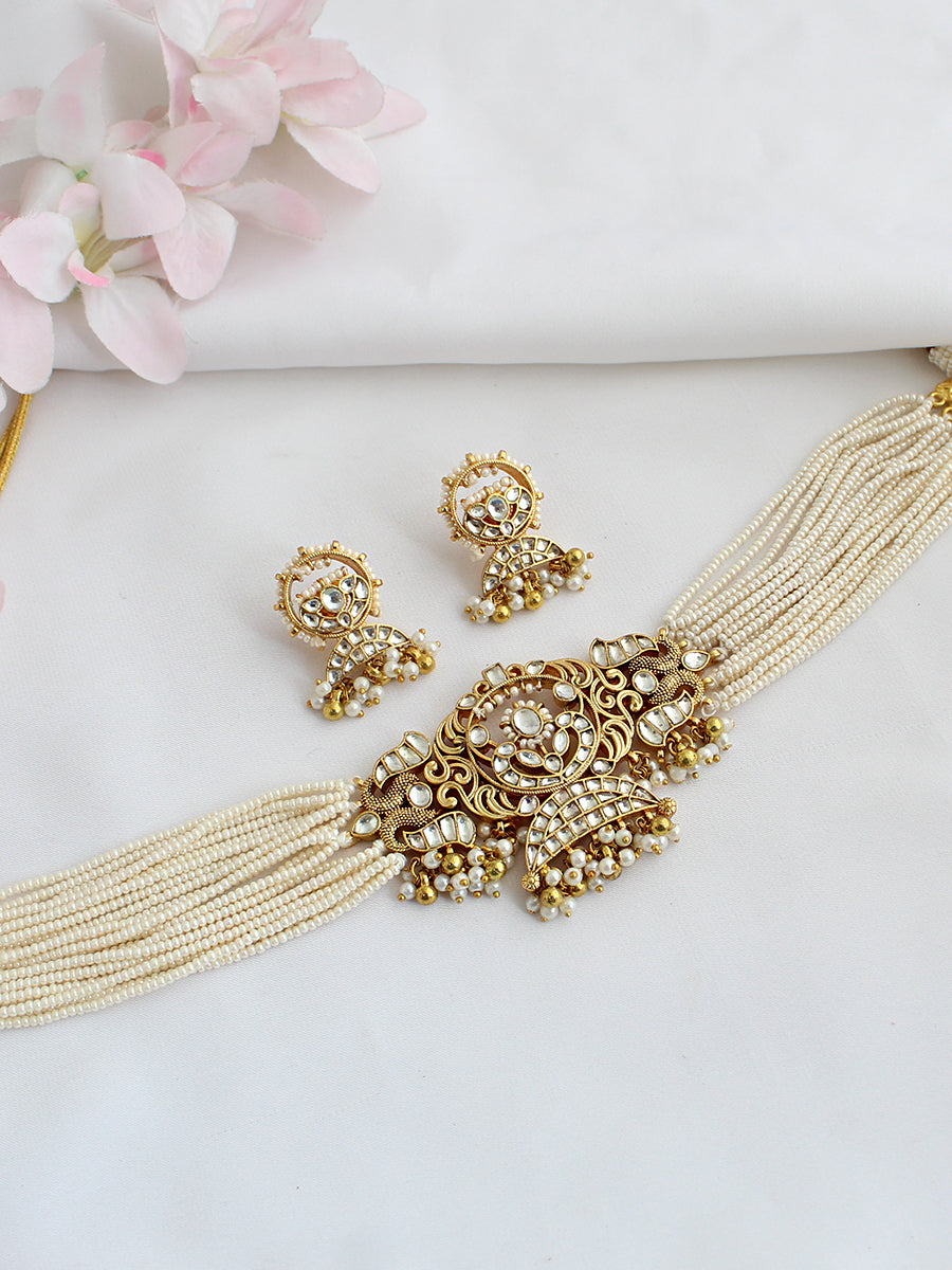 Mirika Choker Necklace Set-Gold