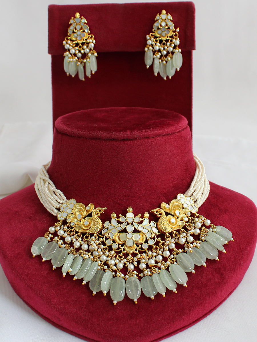 Sitakshi Necklace Set-Mint Green