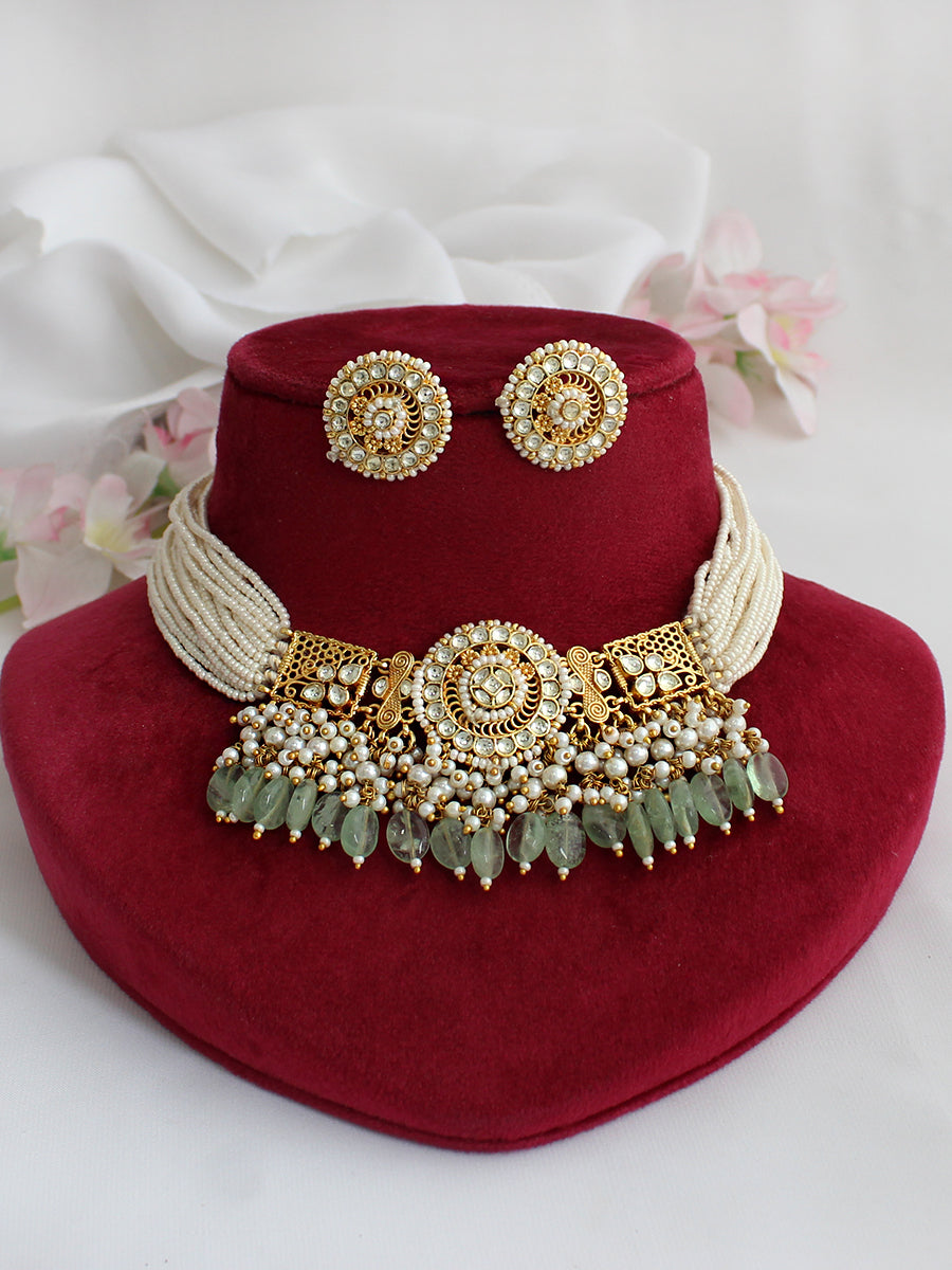 Ayanka Choker Necklace Set-Mint Green