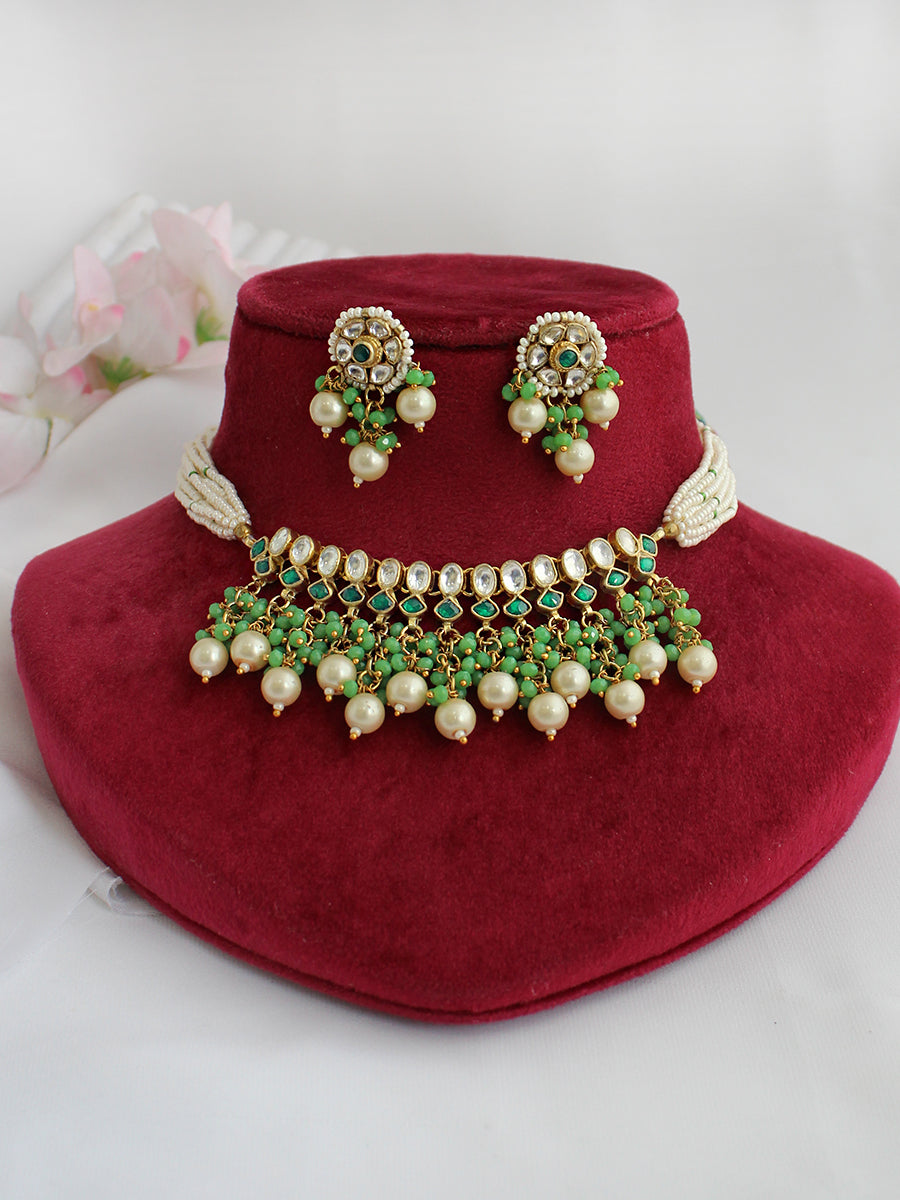 Madhubala Necklace Set-Green