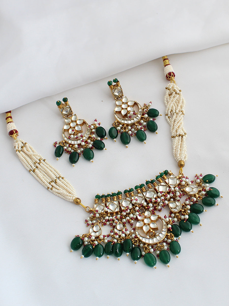 Lekaha Choker Necklace Set-Green
