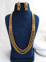 Anandita Long Necklace Set Desi Jewelry Necklace Set for Saree & Lehenga-Hot Pink
