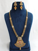 Aditri Long Necklace Set Ethnic Necklace Set for Mehndi & Diwali Looks-Pink / Green