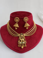 Vaibnavi Necklace Set Antique Temple Necklace Set with Divine Craftsmanship-Maroon / Green
