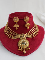 Kadmbari Bib Necklace Set Statement Necklace Set for Desi Wedding Guests-Maroon / Green