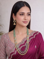Urjita Long Necklace Set NRI Favorite Indian Necklace Set with Fast Delivery-Mint Green