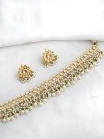 Malika Choker Necklace Set Desi Jewelry Necklace Set for Saree & Lehenga-Gold