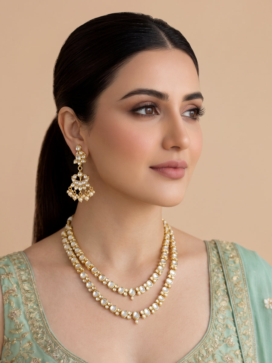 Janvika Layered Necklace Set South Asian Jewelry Set with Fast International Delivery