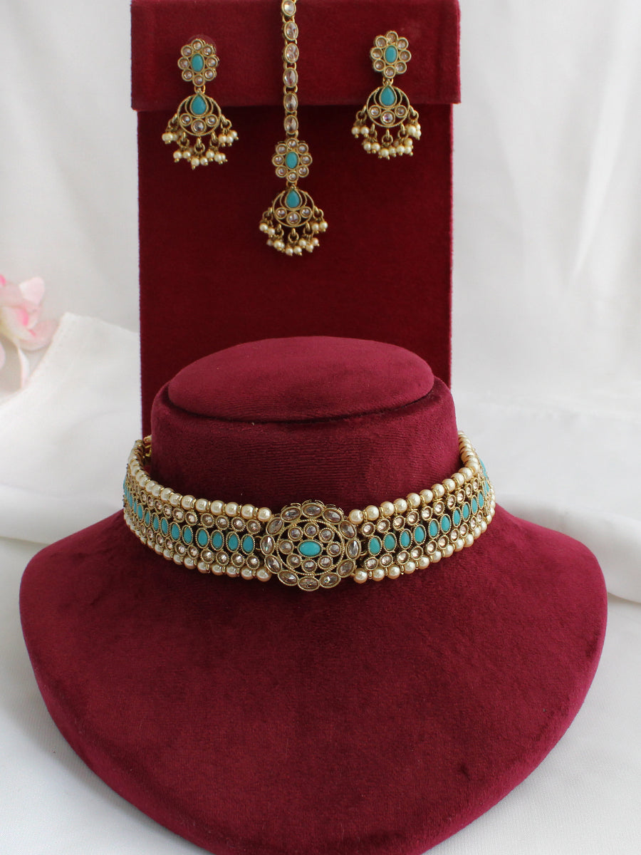 Revti Necklace Set-Turquoise