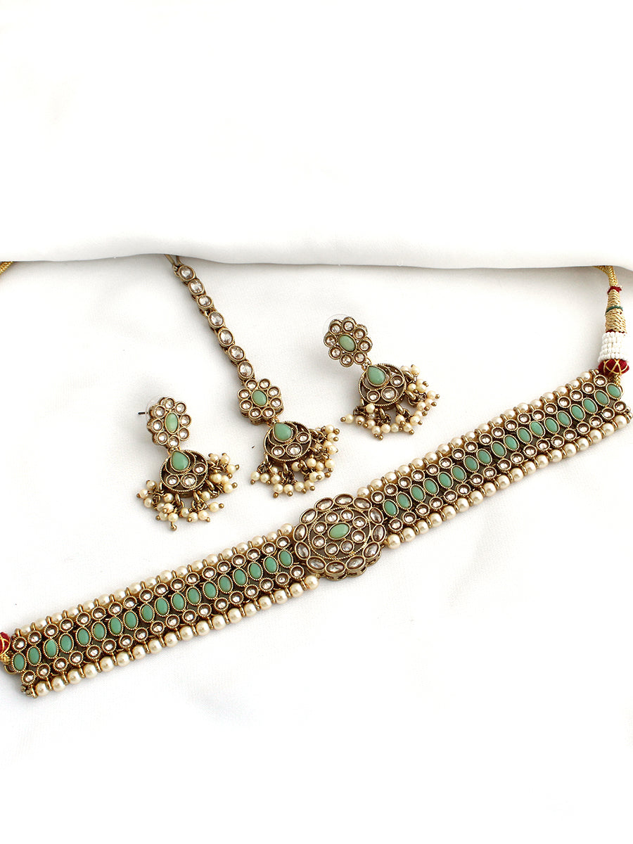 Revti Necklace Set-Mint Green