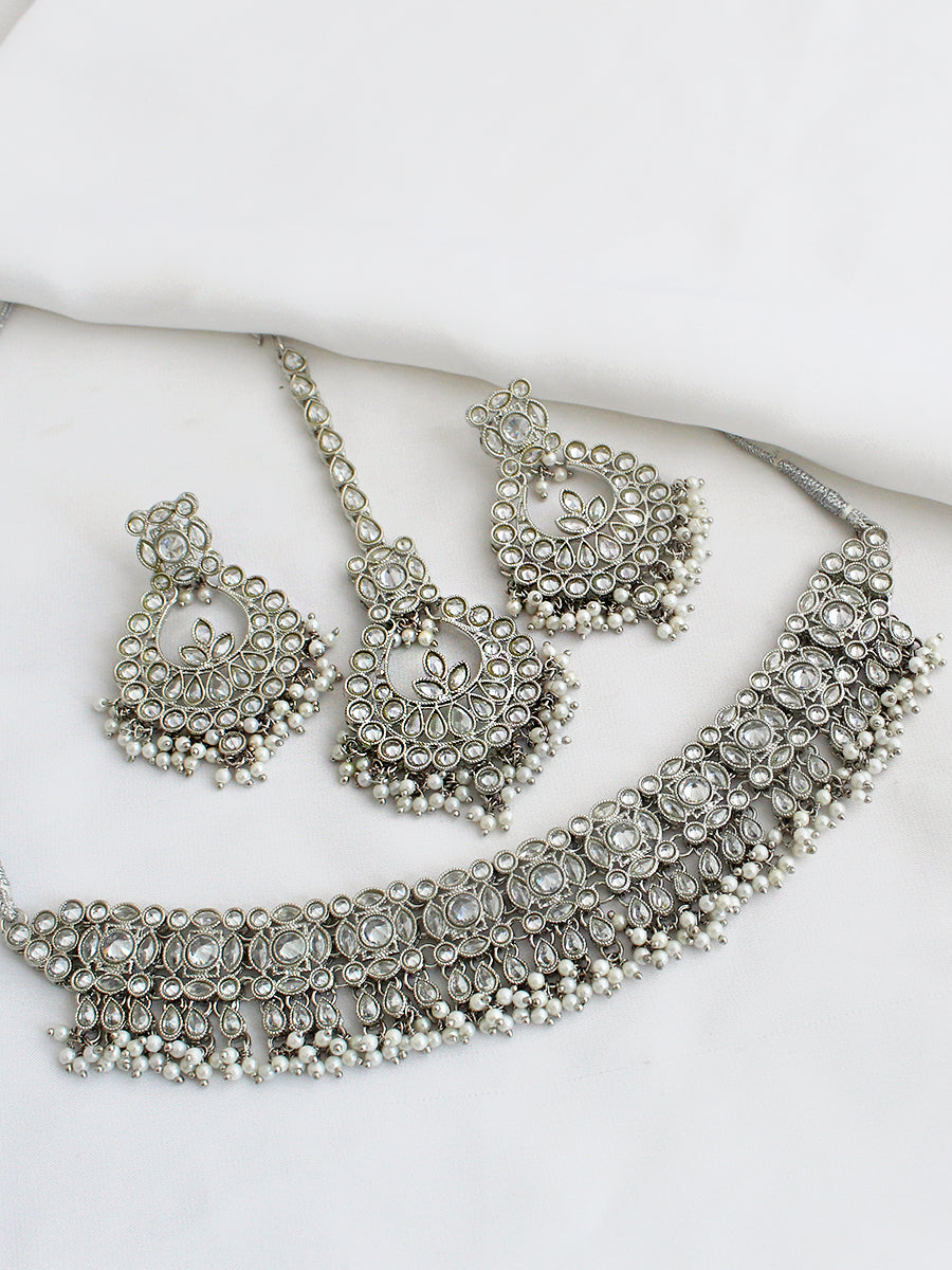 Yashika Necklace Set-Silver