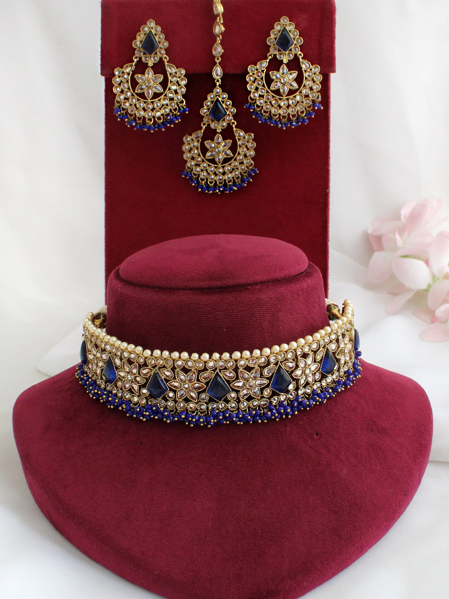 Ramya Necklace Set-Blue