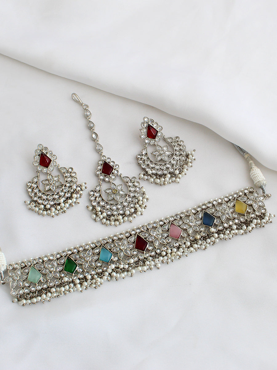 Ramya Necklace Set-Multicolor
