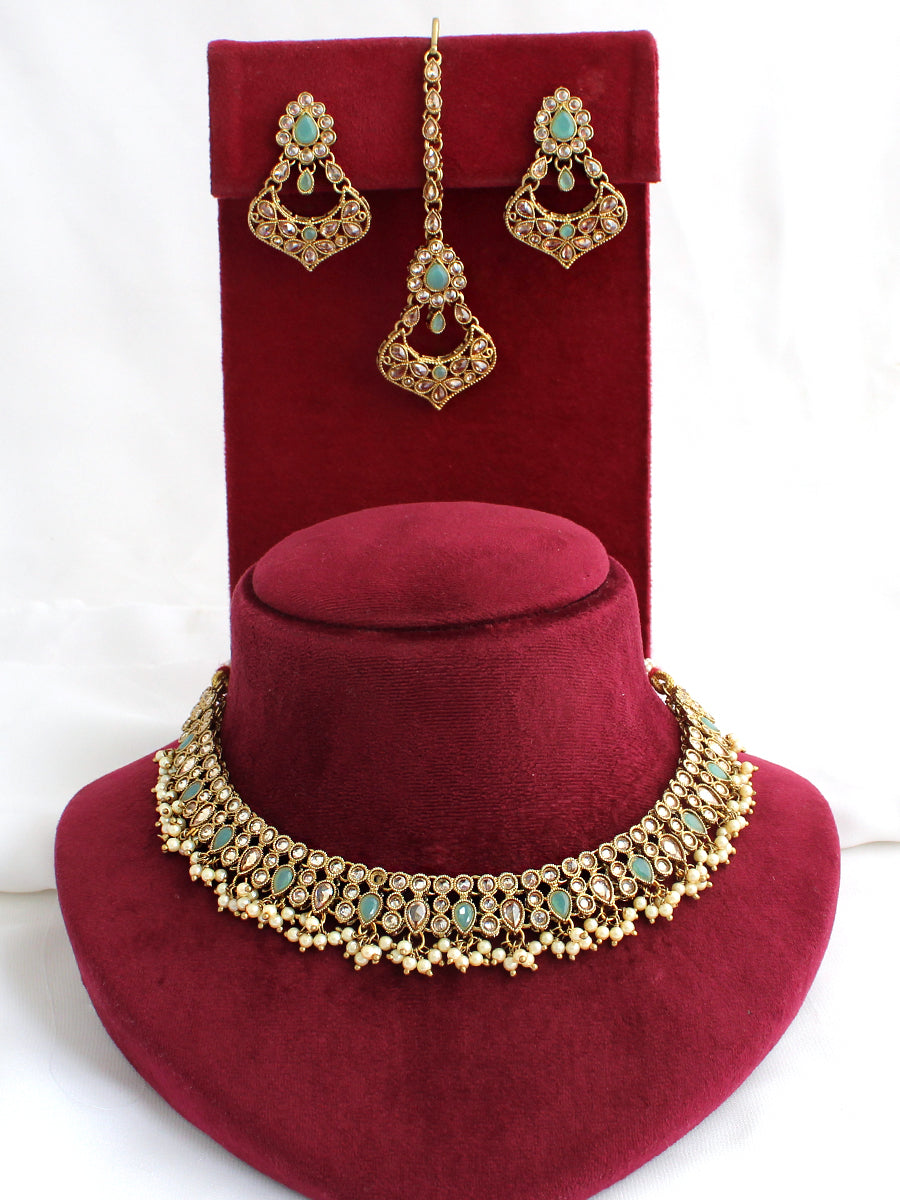 Ritika Necklace Set-Aqua