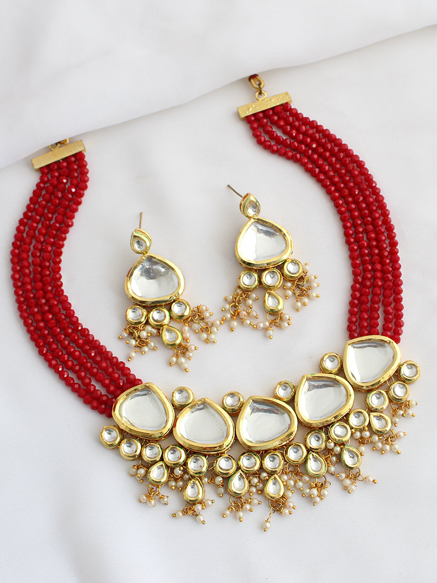 Netra Necklace Set-Maroon