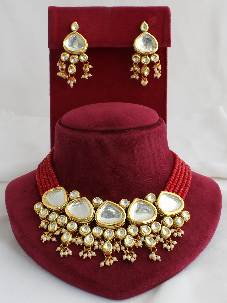 Netra Necklace Set-Maroon
