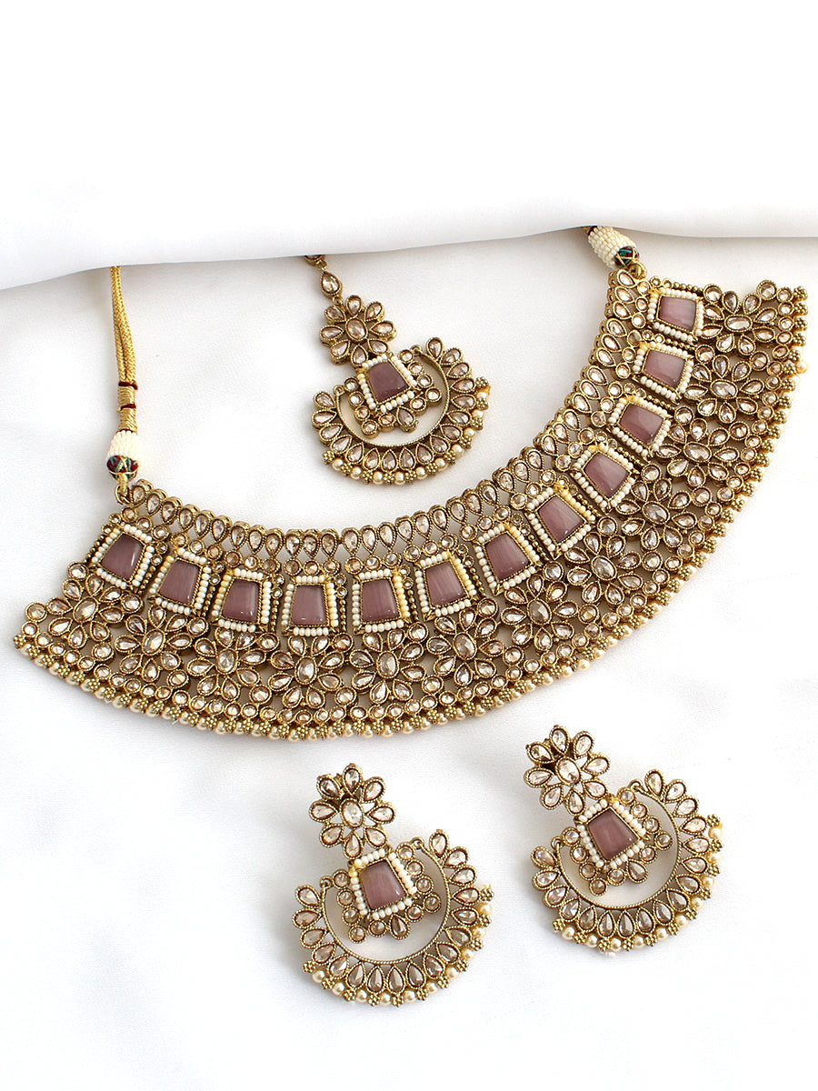 Meenaz Necklace Set-Lavender