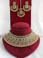 Meenaz Necklace Set-Grey