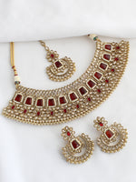 Meenaz Necklace Set-Maroon