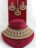 Meenaz Necklace Set-Maroon