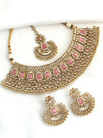 Meenaz Necklace Set-Pastel Pink