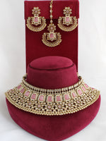 Meenaz Necklace Set-Pastel Pink